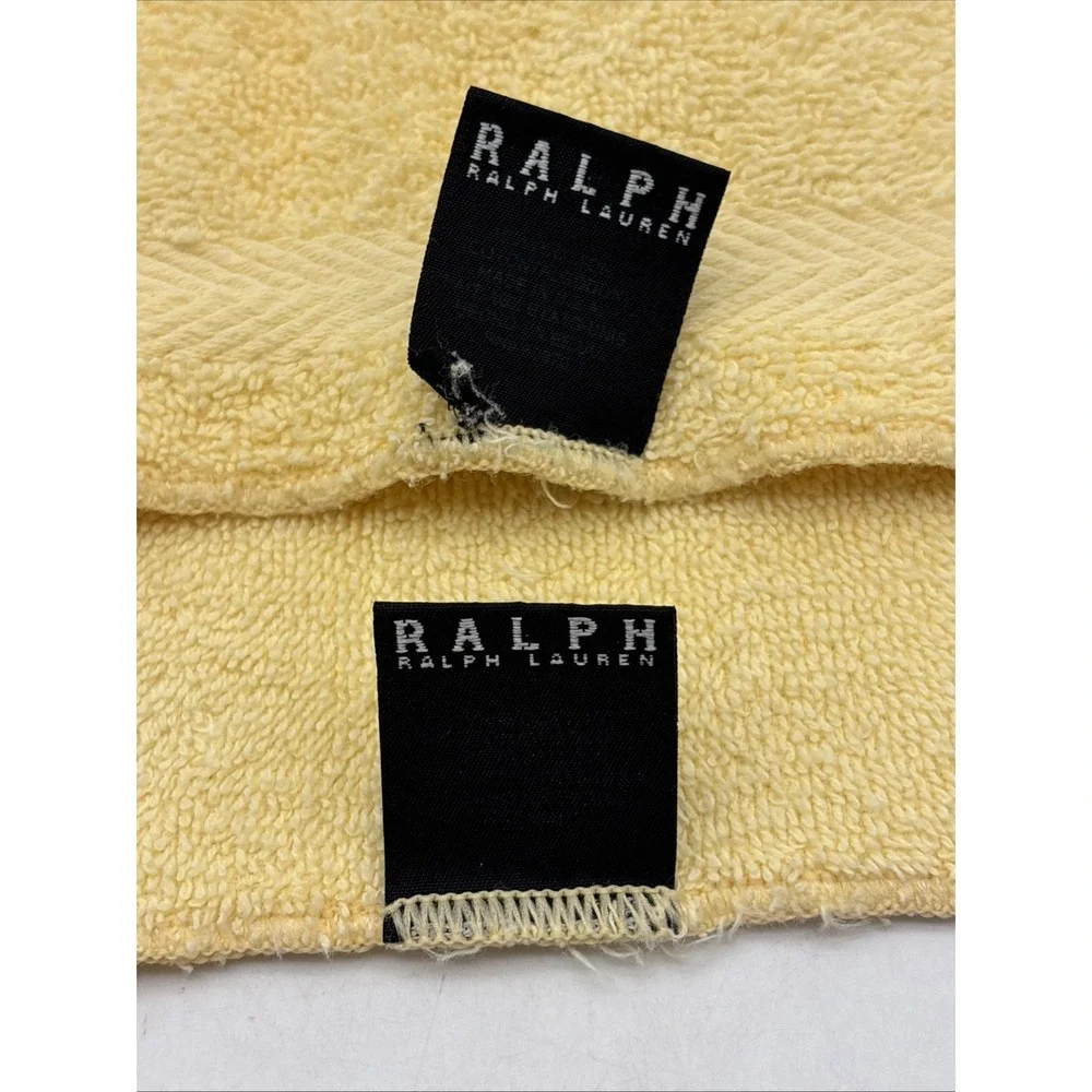 Vintage Ralph Lauren Hand Towel (2) Wash Cloth (2) Black Label Yellow